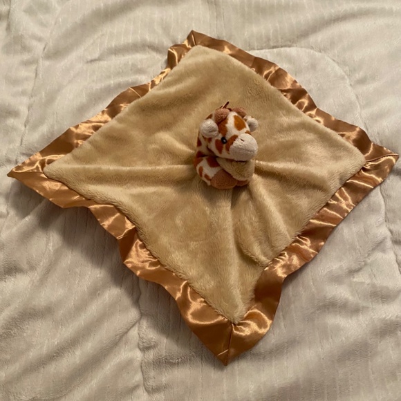 Cloud B Giraffe Peekaboo Lovie Satin Trim Tan Gold Baby Lovey Security Blanket - Picture 2 of 4